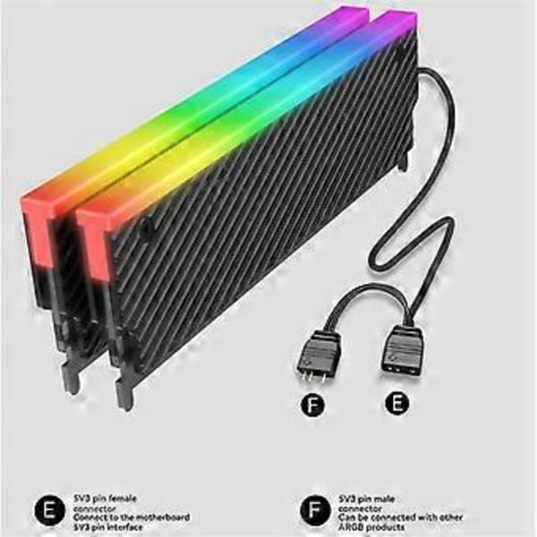 Tietokoneen ARGB-muistimoduulin jäähdytyslevyn suojus, aaltoileva, parannettu jäähdytys DDR3 DDR4 DDR5 PC RAM-muistin jäähdytin, panssari, musta
