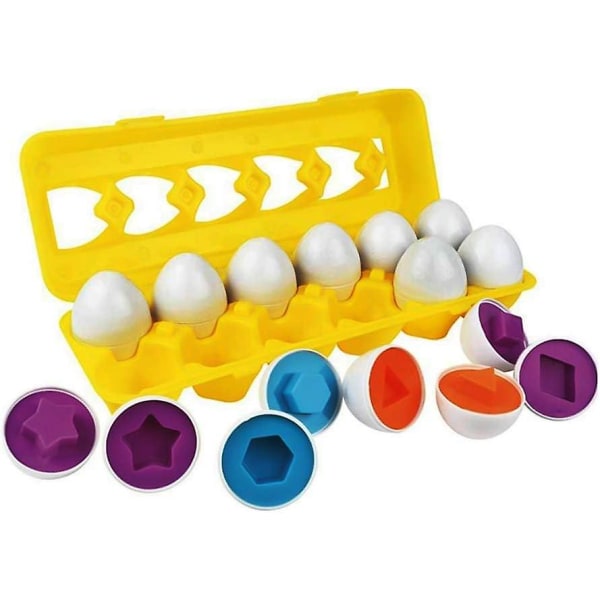 Småbarn Egg Shape Sortering Spill Pedagogisk leketøy sikkerhet og giftfri 12 egg