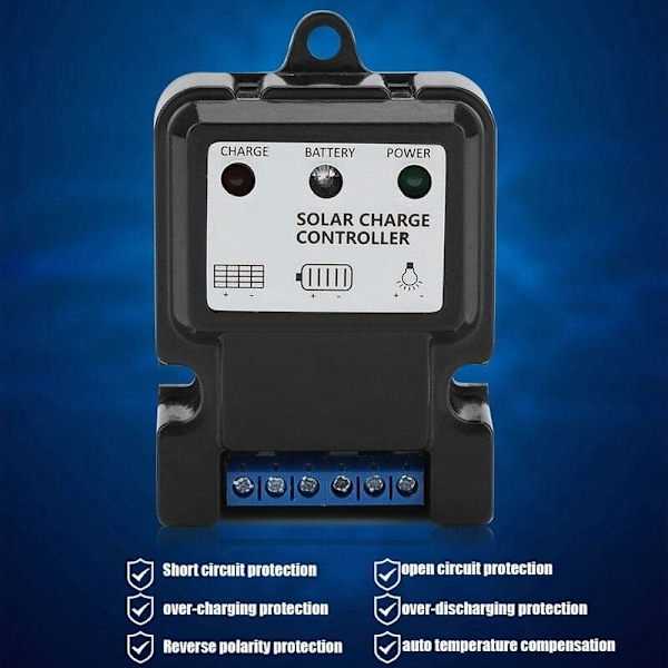 Solcellepanel Batterikontroller Intelligent Ladningsutladningsregulator PWM 12V 10A)