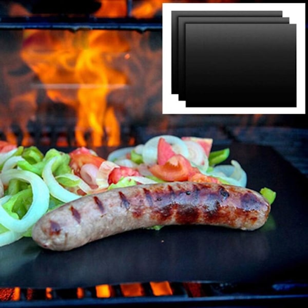 Grillmatte, grillmatte sett med 4 50x40cm svart