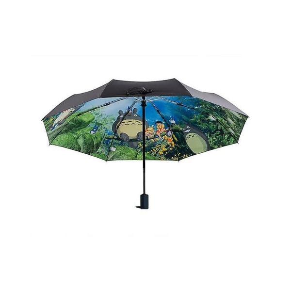 Ghibli totoro sateenvarjo aurinko sateenvarjo anime naapurini totoro söpö päivittäin taitettava sateenvarjo Ulompi musta pinnoite