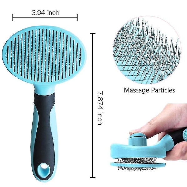 Cat Brush Soft Dog Grooming Tool To Remove Loose Undercoat Self-cleaning 1pc Blue-black