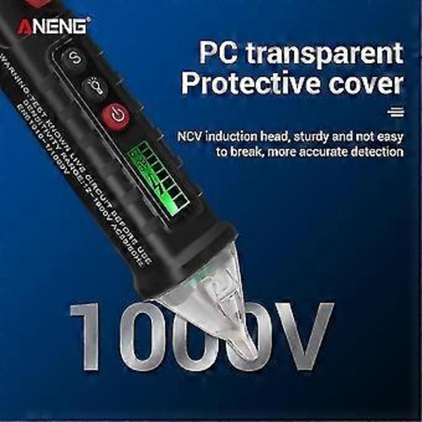 Aneng Vc1010 Ikke-Ac Volta Tester Med Variabel Følsomhed 12v-1000v Dobbelt Område Tester Pen LCD Display Bærbar Volta Detektor