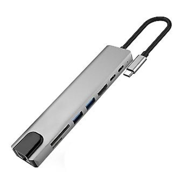 Usb C Hub Type C 3.0 til 4k Adapter med Rj45 Etet Sd/tf til PC Laptop Computer Hub