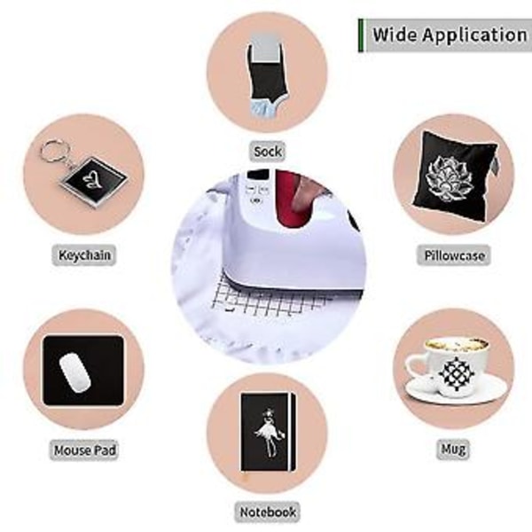 Mustat Infusible Transfer Ink -arkit, 10 kpl 11,4 cm x 30,5 cm valmiiksi painettua sublimaatiopaperia tee-se-itse-projekteihin