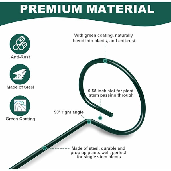 Beslag og bakke til havearbejde 10 stk. plantestave 16 \"/ 40cm metal plantestave Stave, robuste have enkelt stængel plantestave med 750 stk P