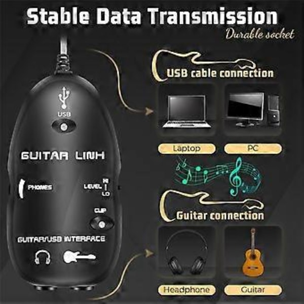 Gitarr till USB Interface Länkkabel Adapter /PC Inspelnings CD Studio Laptop
