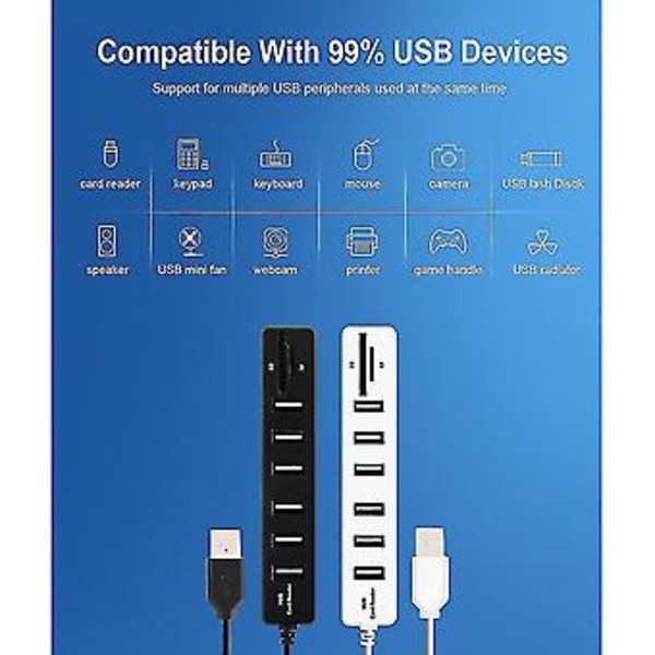 Usb Hub 6 Port Expander Adapter Usb 2.0 Hub Usb Splitter 2.0 Hub Usb-hub Sd/tf Fo