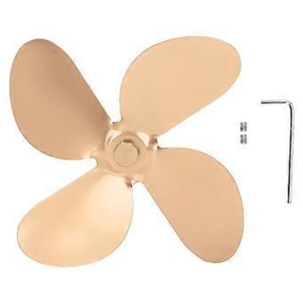 Komfurventilator Blad Aluminiumlegering 4 Blade Sæt Kit med Unbrakonøgle Skrue til Udskiftning Guld