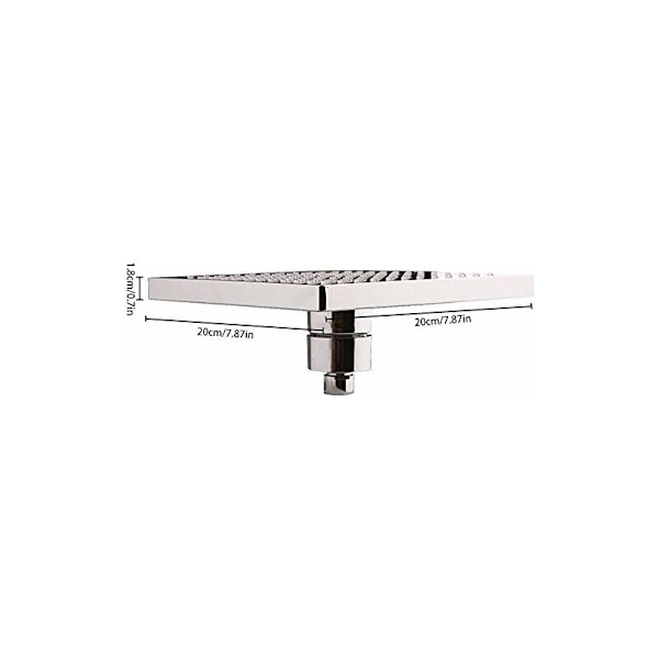 LED-dusjhode, 8 tommers firkantet temperaturkontroll, 3 fargeendringer ABS kromfinish, 12 stk LED-dusjhode for baderom-DENUOTOP