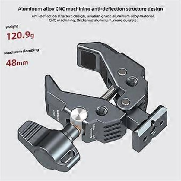 Multifunktionell Krabbklo Superklämma med Bas Kraftfull Fixerad Klämma för DSLR Kamera Monitorer Mikrofon LED-lampor-A