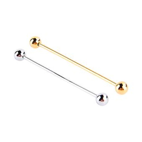 Miesten kullatut solmiopidikkeet - 6 cm teräksinen tankopidike ja lukko, 2 kpl setti