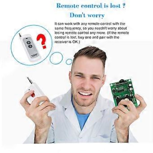 Smart Home 433MHz RF DC 12V 2CH Læringskode Trådløs Fjernkontroll Bryter Relé Mottaker Sender Universelt Fjernkontrollsystem og Lang Rekkevidde