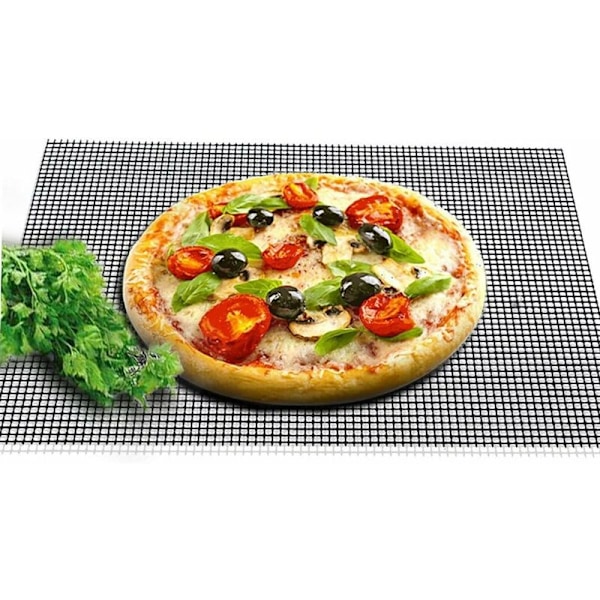 Grillmatte i 3-pakning - Non-stick grillmatte - Gjenbrukbar, varmebestandig grill- og stekeplate - Til innendørs og utendørs grilling (svart, 42 × 36 cm)