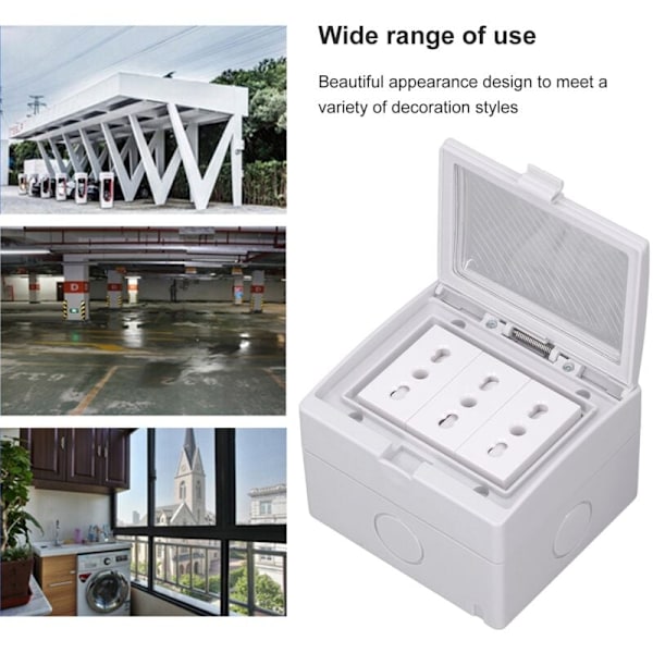 IP55 vedenpitävä seinäpistorasia, palonkestävä, pölytiivis kotelo, 3-porttinen seinäpistorasia ulkokäyttöön italialainen pistorasia 110-250V