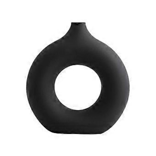 Nordisk Keramisk Vase Dekor Donuts Blomsterpotte Rumdekoration Sort, L