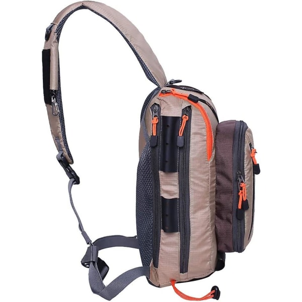Fiske Slungväska Bröst Axel Ryggsäck Crossbody Väska Lätt (khaki)
