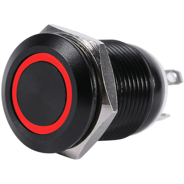 Bil 12mm LED-lys Momentary Trykknap Rocker Switch Sort Hus 2A