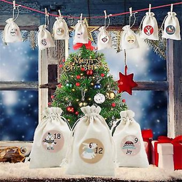 Julekalenderposer, Gaveposer DIY Jule Nedtælling Juledekorationer Til Væg Hjem