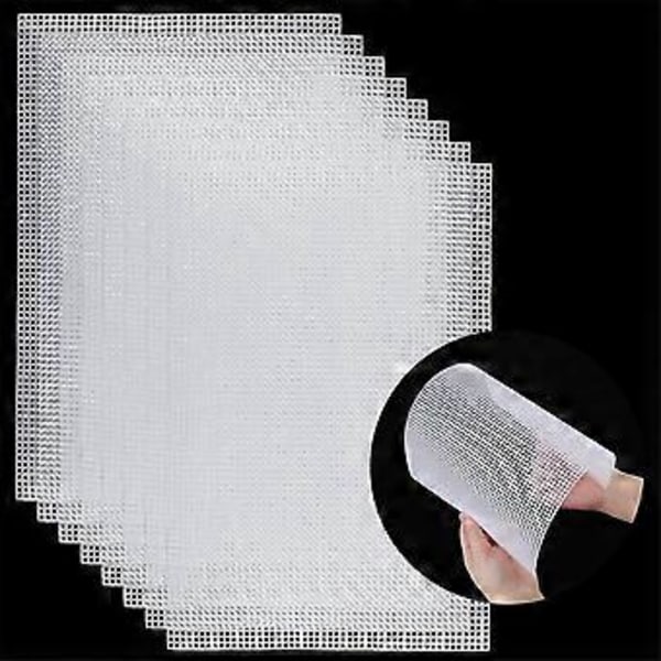 Mesh Canvas-ark för broderi, Fursuit-ögonmesh, vit nålduk för hantverk DIY, stickade virkningsprojekt