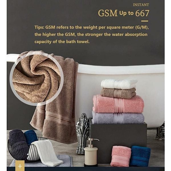 3 badlakan i 100 % bomull, stor storlek mjuk lyx och mycket absorberande, för bastu dusch simning badrum hotell resor (70x140CM