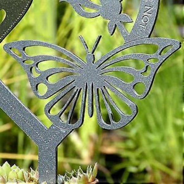 Hjärtformad Plakett Prydnad Metallpinne Ord Kort Dina Vingar Var Redo, Men Vårt Hjärta Var Inte för Trädgårdsblomkruka-2