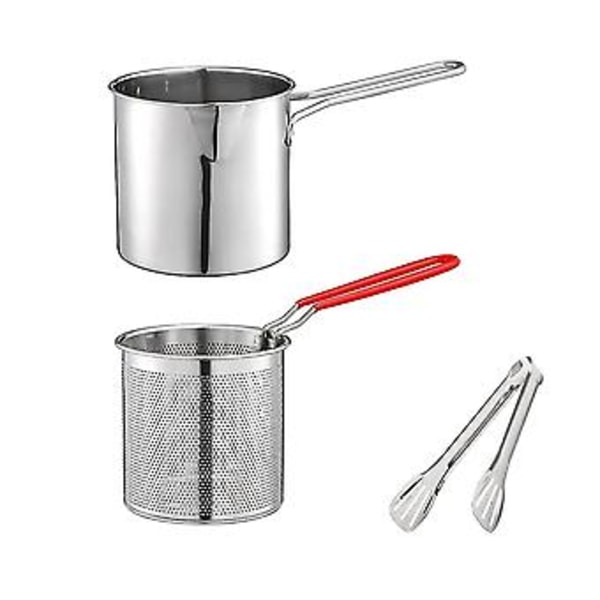 Frituregryde med si, kurv, tang, rustfri stål frituregryde til pommes frites