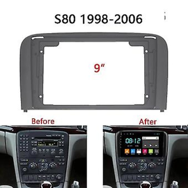 2din Bilradio Fascia For S80 1998-2006 Dvd Ramme Plate Adapter Monterings Dash Inat B