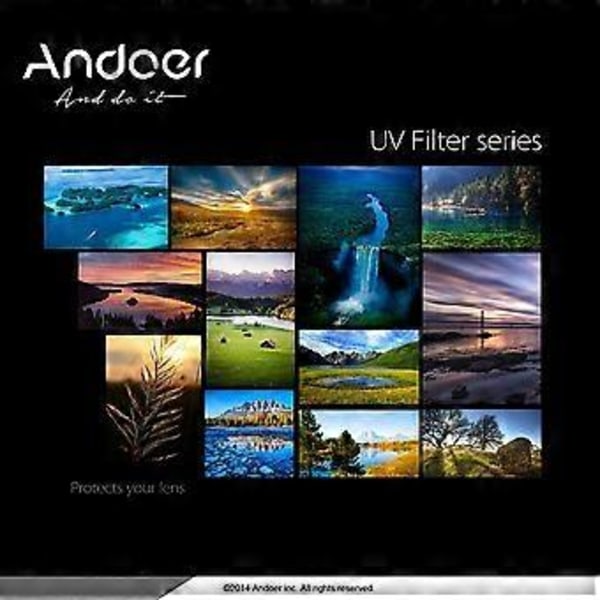 Andoer 62mm UV Ultra-Violet Filter Linsebeskytter til Canon Nikon DSLR Kamera