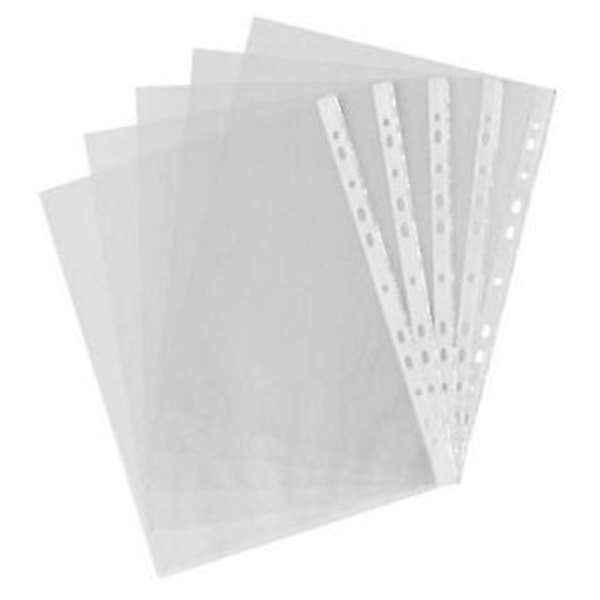 100 stk. A4 Pp Hullet Hul Lommer Mapper Arkivering Tegnebøger Ærmer Taske Transparent 0,03 mm