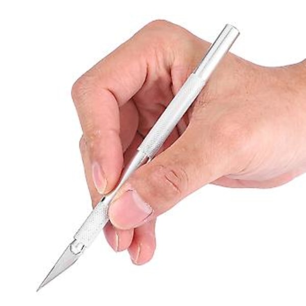 1 stk. Metall Tre Papir Penn Graveringsverktøy 5 stk. Erstatningsblader (sølv)