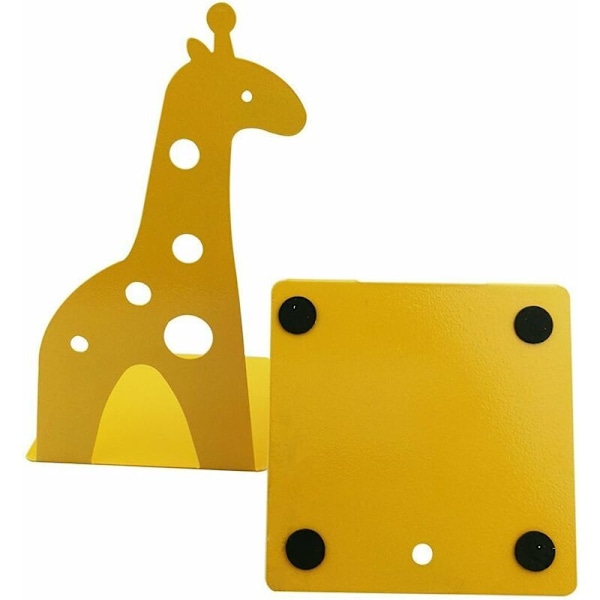 Girafformede jernbogstøtter skridsikre 21 cm bogstøtter til børn, bibliotek, skole, kontor, hjem (gul-Fei Yu)
