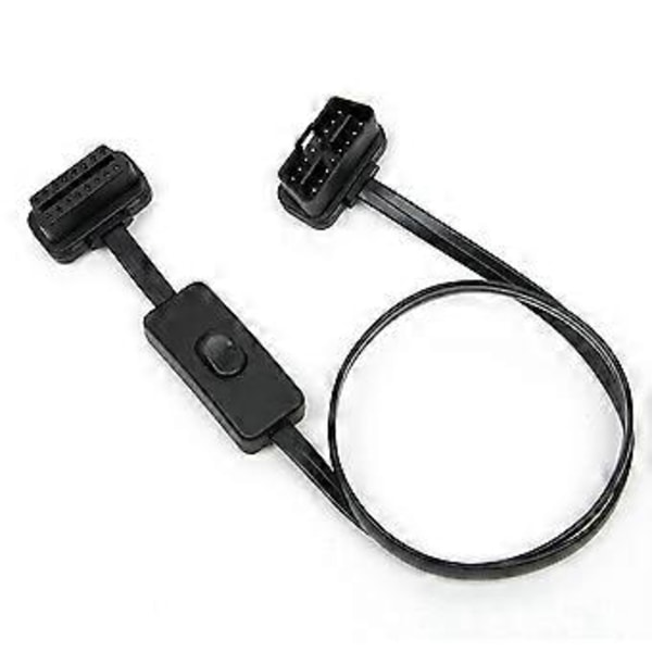 OBD2 Han til Hun Højre Vinkel Diagnostisk Forlængerkabel 60CM med Strømafbryder OBD Afbryderkabel Diagnostisk Værktøj