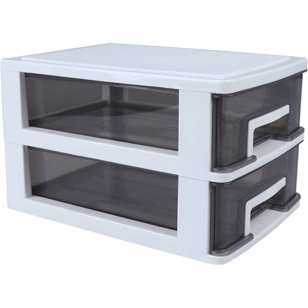 Skrivebordsskuffarrangør Stabelbar Plast Skuffboks Filoppbevaringsskap Skuffoppbevaringsboks Hylle for Kontor Soverom 2 Nivåer (21,3 x 15 x 13 cm)