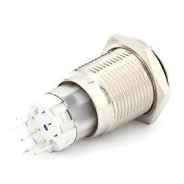 16mm 1NO 1NC Tilslutning Metal LED on/off Kontakt Låsende Tryk Strømknap 12V