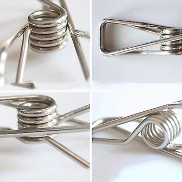 100 Stk. Tøjklemmer i Rustfrit Stål, Rustfrie Tøjklemmer, Multifunktionelle Tøjklemmer til Hjem og Kontor, Etc.
