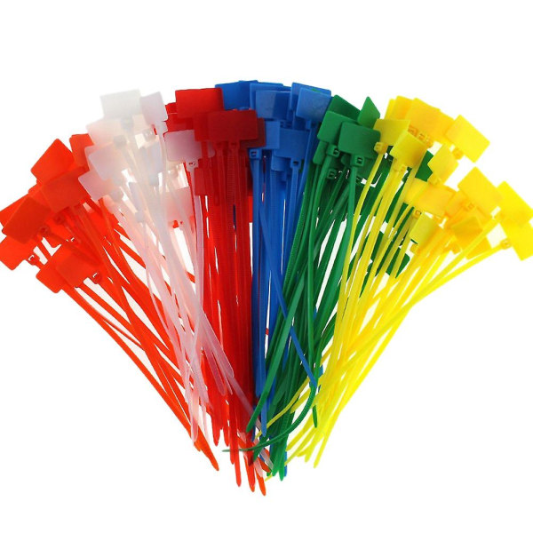 250 stk 7 farger Nylon Kabelmerker Selvlåsende ledning Skrive På Ethernet-ledning Zip Mark Tags Nylo