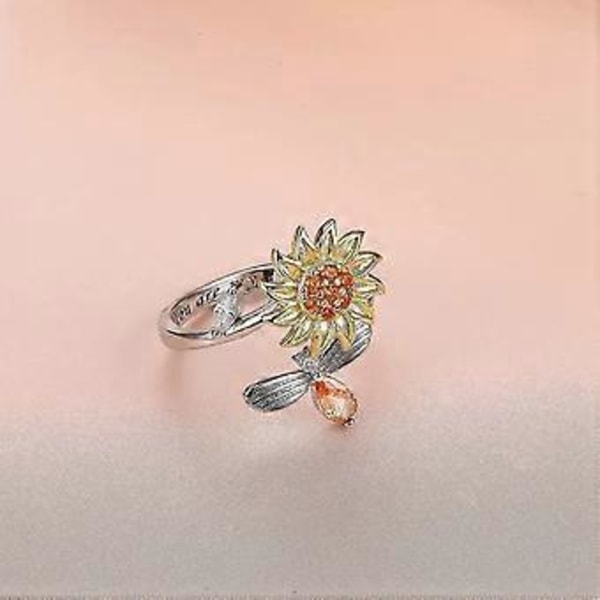 Antistressring Vitguldpläterad Öppen Justerbar Solros Bi Fjäril Antistressringar Set