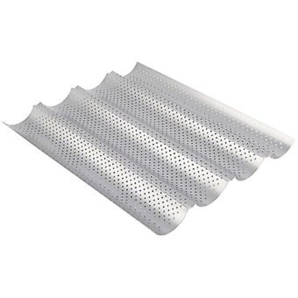 Non-stick Multispårig Vågig Form för Franskt Bröd Baguette Bakplåt Köksredskap (4 Spår)