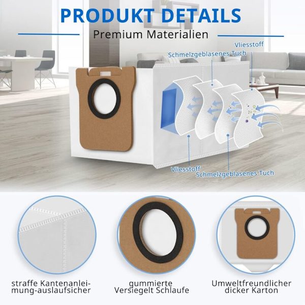 10 st dammsugarpåsar till Dreame L10s Ultra/Xiaomi X10+/ Dreame L10 Ultra robotdammsugare, reservdelar set, 2,5L kapacitet