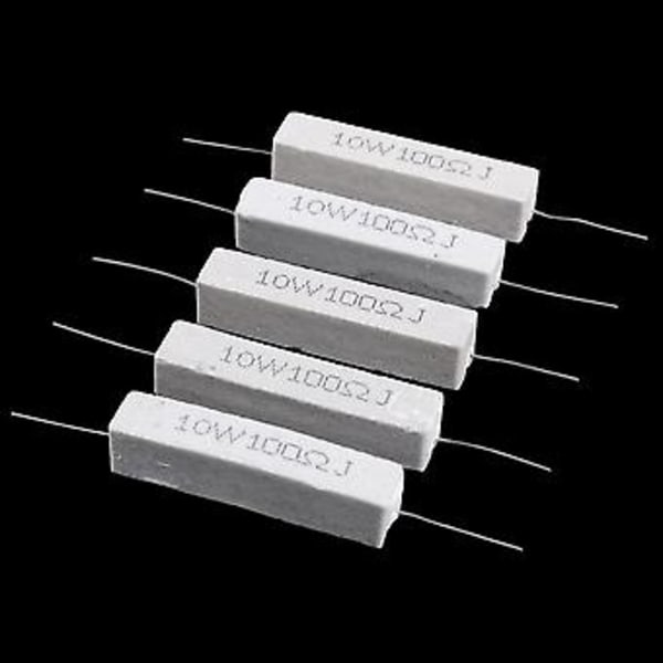 5 stk. 10w Watt 100 Ohm 5% Aksiale Trådviklede Cementmodstande