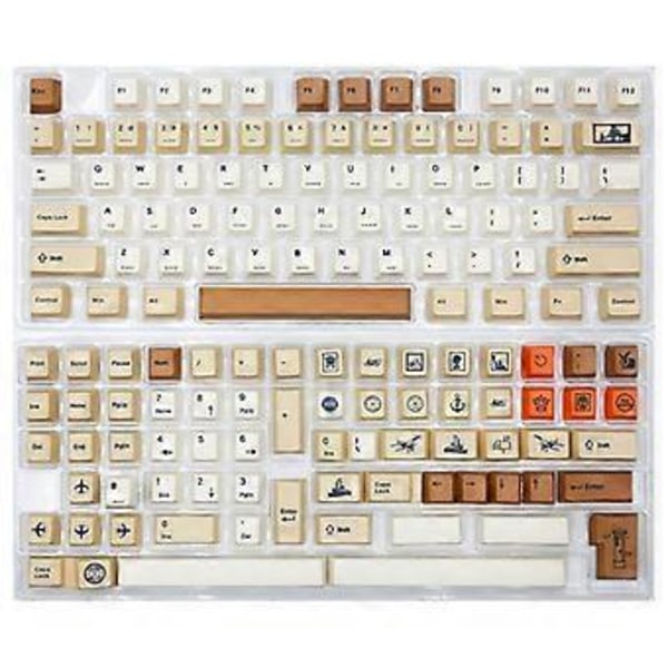 143 Taster Retro Frimerke Tema Keycaps PBT Sublimering Cherry Profil Keycaps for Mekanisk Tastatur Custom DIY Keycap