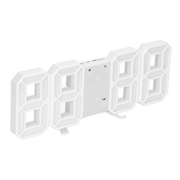 3D LED Digital Klocka: Intelligent Röststyrning, Tid, Datum, Temperaturvisning, Vit Skal Grön Text