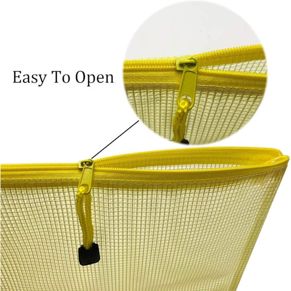 A5 Zip-filpåse Mesh Dokument Plastmapp Ficka Dragkedja Plastfickor (12-pack) Present