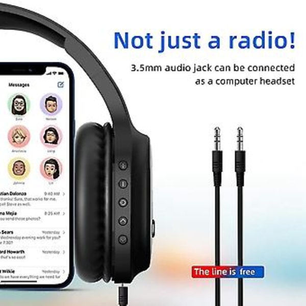 Bärbara FM-radiohörlurar Trådlöst Bluetooth-headset FM-radio Walkman för jogging, gräsklippning, cykling