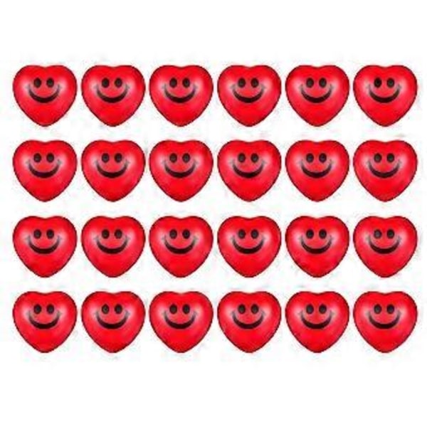 24 stk. Valentinsdag Hjerte Stressbolde, Røde Smileys Ansigtsbolde, Hjerteformede Skumbolde til Børn og Voksne