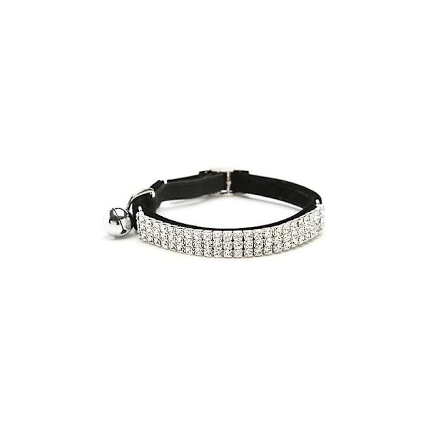 Justerbart mjukt sammetshalsband för katt med strass och klockor
