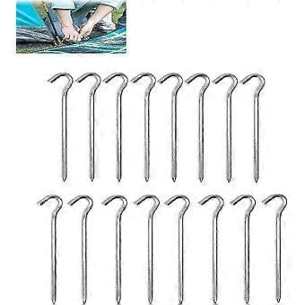 16 stk. Teltplugger i Aluminium 18cm Camping Teltspiker Rustsikre Plugger Hardt Underlag