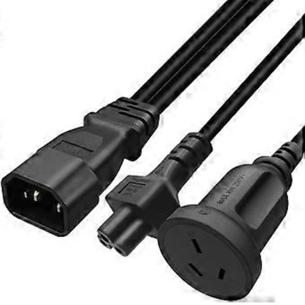Y-splitter Adapterledning IEC320 C14 Hanstik til C5+AU 3-huls Hunstik Strømkabel