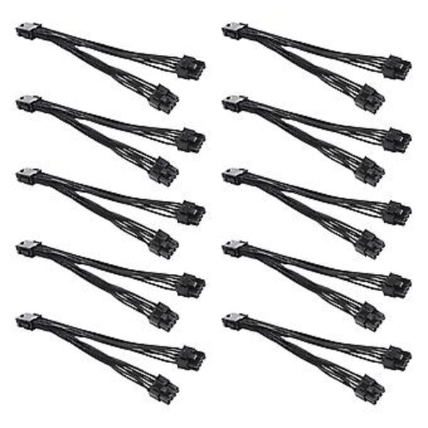 10 stk. 20 cm Grafik 8 Pin Hun Til 2x8p(6+2)pin Forlængerkabel Pcie Pci 1